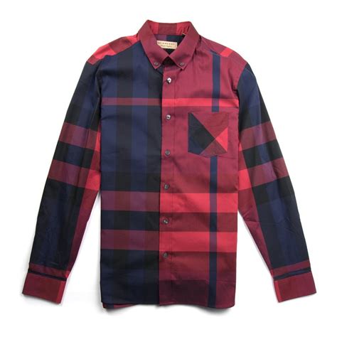 red burberry long sleeve|Burberry long sleeve button up.